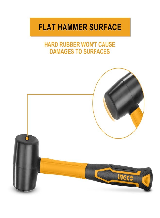 إنجكو مطرقة مطاطية من إنجكو، وزنها 220 غرام، بتصميم فريد ومقبض من الألياف الزجاجية، مطرقة مطاطية احترافية للأرضيات والنجارة - Image 3